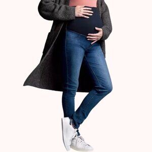 UNIQLO Ultra Stretch Maternity Jeans Dark Wash Size Medium Pregnancy Denim
